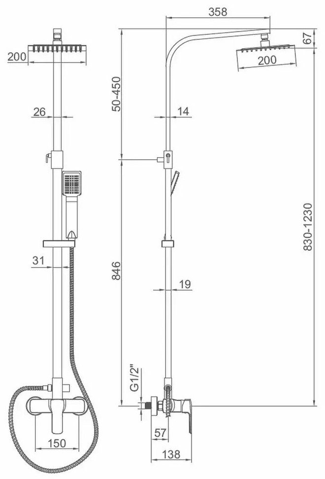 Душевая стойка Accoona a8355 хром купить,NaN