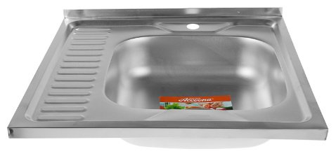 Кухонная мойка Accoona AD6060-4R+A4053E накладная 60х60х16 см, нержавеющая сталь, тон алюминиум купить,NaN