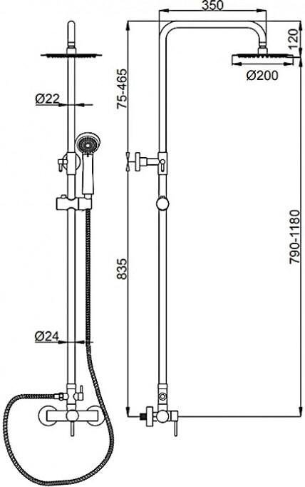 Accoona душевая стойка A8390A-1 купить,0