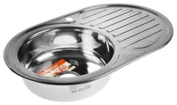 Кухонная мойка Accoona AB5077-L врезная 77х55х16.5 см, нержавеющая сталь, тон алюминиум купить,0