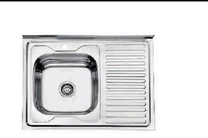 Кухонная мойка Accoona AD6080-4L&#43;A4053E накладная 80х60х17 см, нержавеющая сталь, тон алюминиум