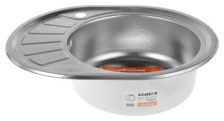 Кухонная мойка Accoona AC4557-R&#43;84043АF врезная 57х45х16.5 см, нержавеющая сталь, тон алюминиум