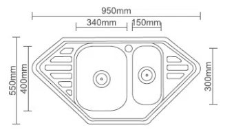 Кухонная мойка Accoona AB5095B врезная 95х50х16.5 см, нержавеющая сталь, тон алюминиум - ForteMarket Кухонная мойка Accoona AB5095B врезная 95х50х16.5 см, нержавеющая сталь, тон алюминиум купить,0