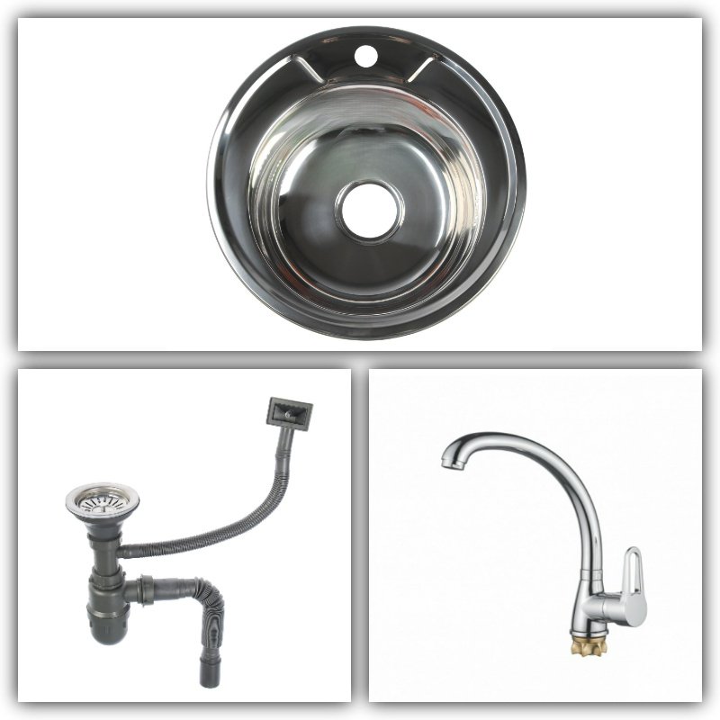 Кухонная мойка Accoona AB4545 &#43; Loffrey LF8411 врезная 45х45х16.5 см, нержавеющая сталь, тон серебристый