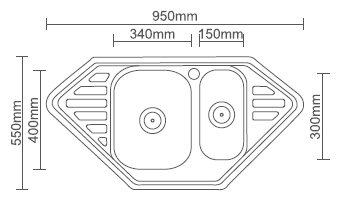 Кухонная мойка Accoona AB5095B+4050А врезная 95х50х16.5 см, нержавеющая сталь, тон алюминиум купить,NaN