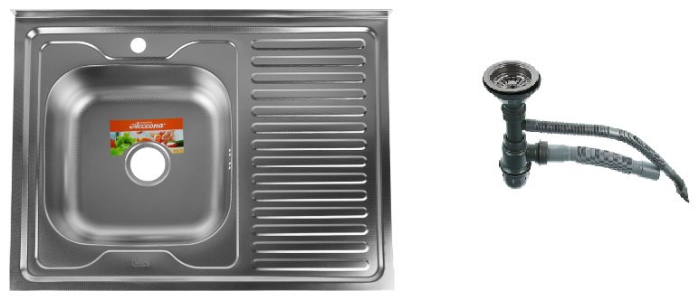 Кухонная мойка Accoona AC6080-L накладная 80х60х16.5 см, нержавеющая сталь, тон алюминиум