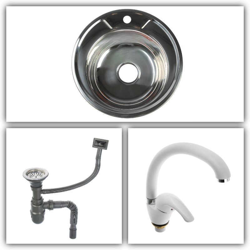 Кухонная мойка Accoona AB4545 &#43; А4005G врезная 45х45х16.5 см, нержавеющая сталь, тон серебристый