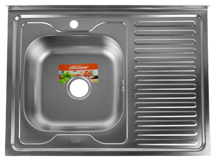 Кухонная мойка Accoona AC6080-L&#43;40110А накладная 80х60х16.5 см, нержавеющая сталь, тон алюминиум