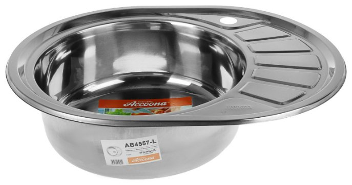 Кухонная мойка Accoona AB4557-L врезная 57.2х44.5х16.5 см, нержавеющая сталь, тон серебристый купить,NaN