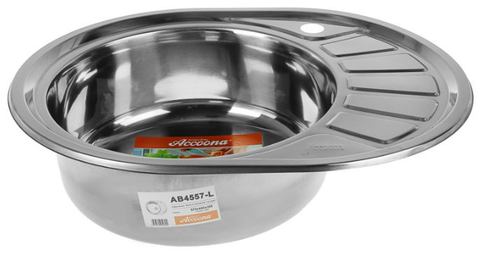 Кухонная мойка Accoona AB4557-L врезная 57.2х44.5х16.5 см, нержавеющая сталь, тон серебристый купить,NaN