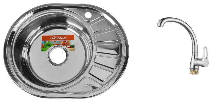Кухонная мойка Accoona AB4557-L+40110А врезная 57х45х17 см, нержавеющая сталь, тон алюминиум купить,NaN