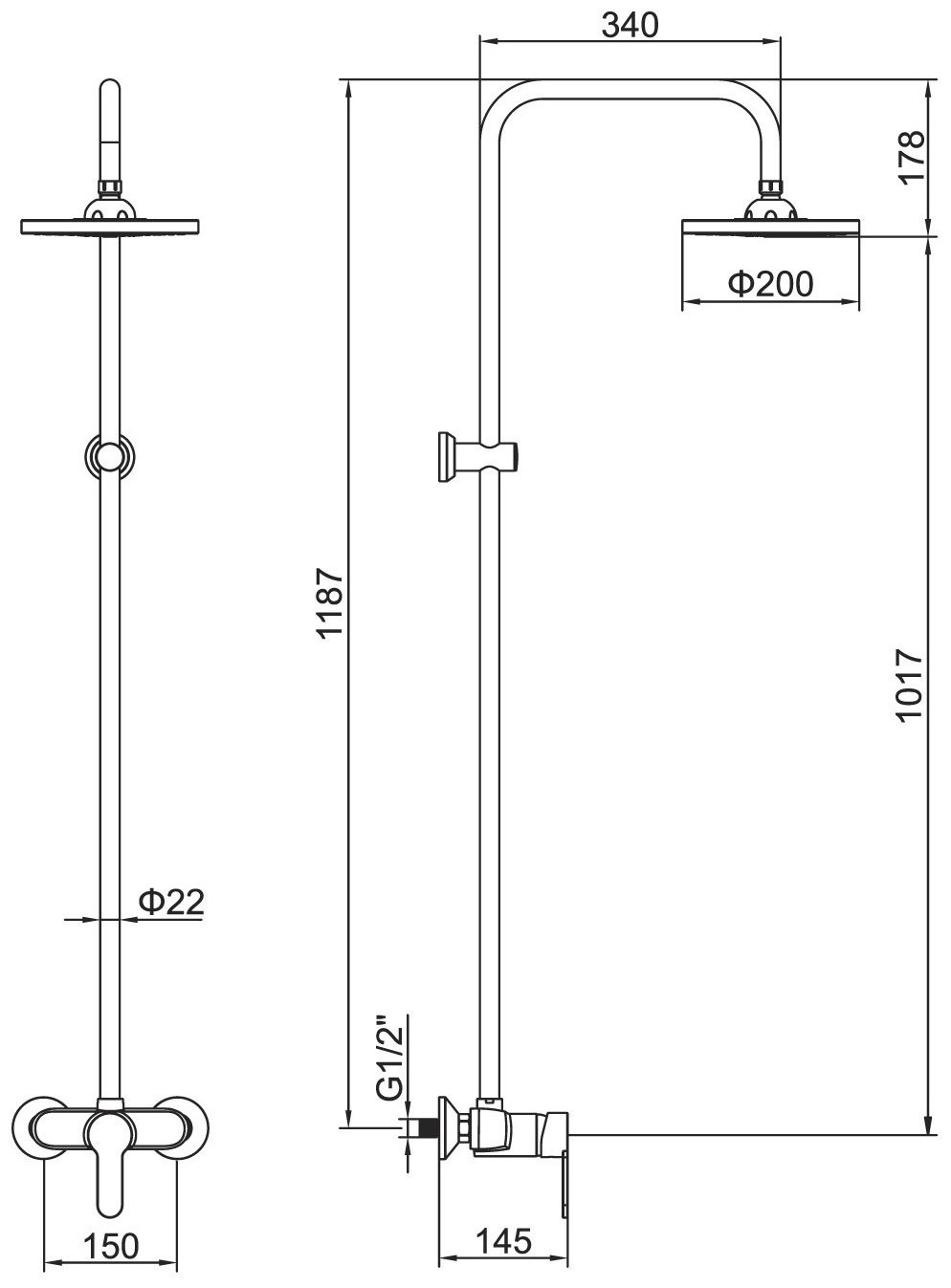 Душевая стойка Accoona A8392-1 хром купить,NaN
