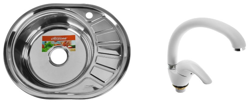 Кухонная мойка Accoona AB4557-L+84043АG врезная 57х45х16.5 см, нержавеющая сталь, тон алюминиум купить,NaN