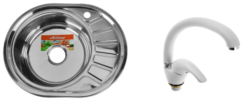 Кухонная мойка Accoona AB4557-L+84043АG врезная 57х45х16.5 см, нержавеющая сталь, тон алюминиум купить,NaN