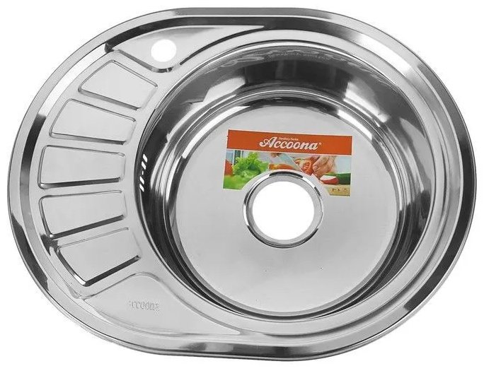 Кухонная мойка Accoona AB4557-R врезная 57.2х44.5х16.5 см, нержавеющая сталь, тон серебристый