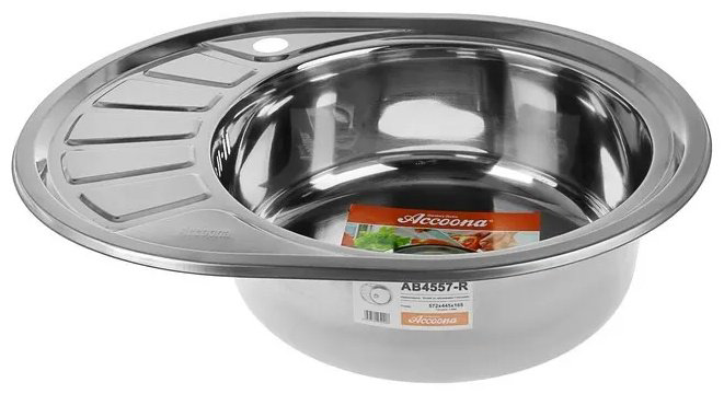 Кухонная мойка Accoona AB4557-R врезная 57.2х44.5х16.5 см, нержавеющая сталь, тон серебристый купить,NaN