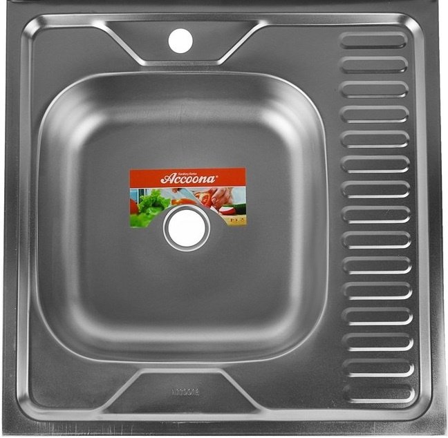Кухонная мойка Accoona AB6060-L накладная 60х60х16.5 см, нержавеющая сталь, тон алюминиум купить,NaN