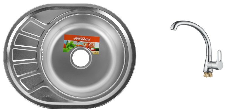 Кухонная мойка Accoona AD4557&#43;40110А врезная 57х45х16.5 см, нержавеющая сталь, тон алюминиум