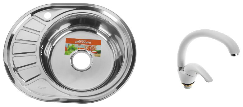 Кухонная мойка Accoona AB4557-R+84043АG врезная 57х45х16.5 см, нержавеющая сталь, тон алюминиум купить,NaN