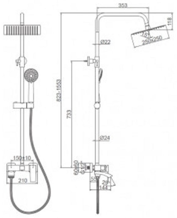 Душевая стойка Accoona A83124 хром купить,NaN