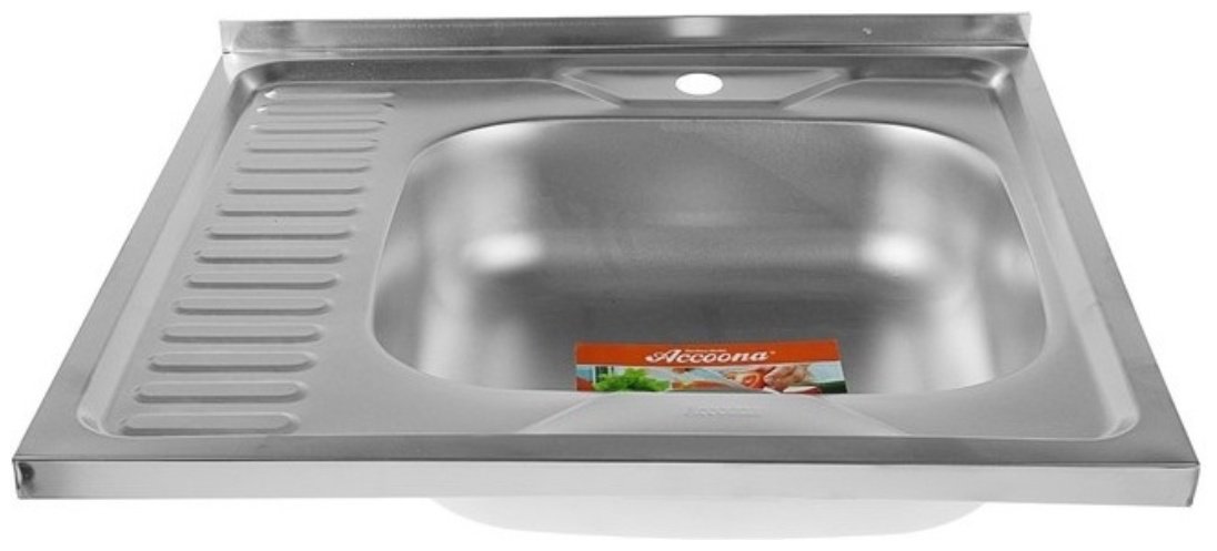 Кухонная мойка Accoona AB6060-R врезная 60х60х17 см, нержавеющая сталь, тон серебристый купить,0
