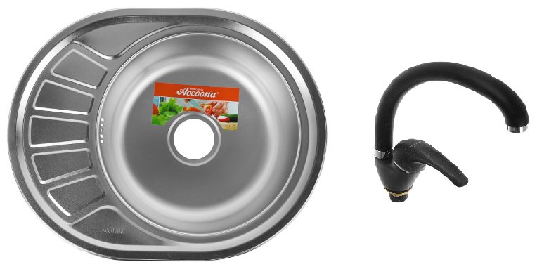 Кухонная мойка Accoona AD4557+84043АF врезная 57х45х16.5 см, нержавеющая сталь, тон алюминиум купить,NaN
