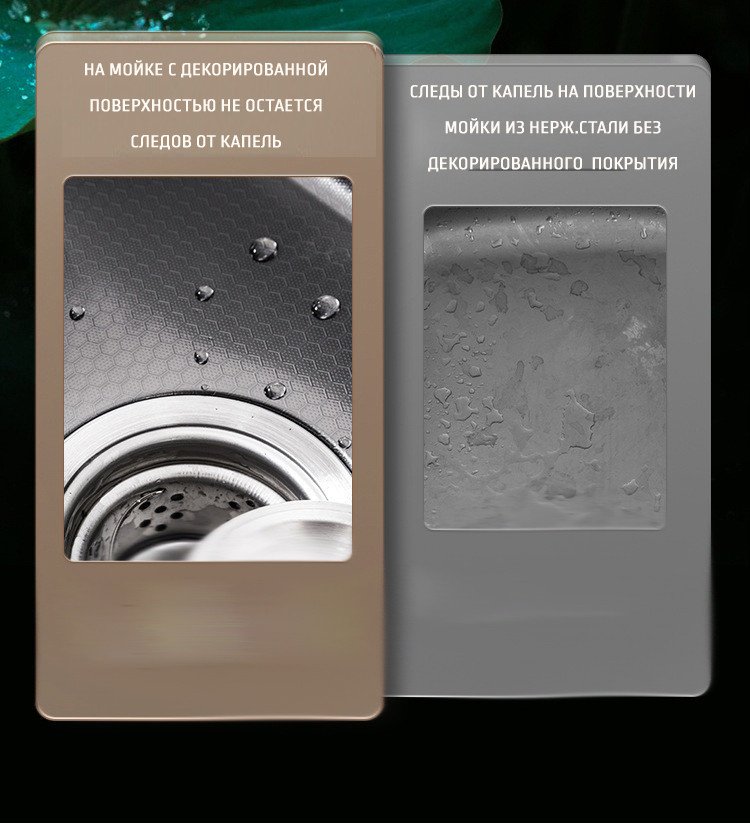 Кухонная мойка Aflorn AF95044DF врезная 50х44х22 см, нержавеющая сталь, тон черный купить,0