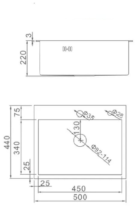 Кухонная мойка Aflorn AF95044DF врезная 50х44х22 см, нержавеющая сталь, тон черный купить,0