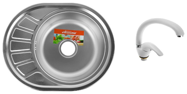 Кухонная мойка Accoona AD4557+84043АG врезная 57х45х16.5 см, нержавеющая сталь, тон алюминиум купить,NaN