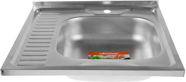 Кухонная мойка Accoona AB6060-R+4165А накладная 60х60х16.5 см, нержавеющая сталь, тон алюминиум купить,NaN