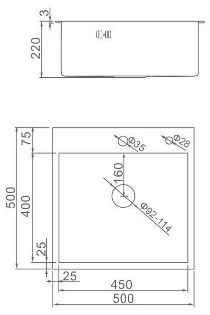 Кухонная мойка Aflorn AF95050DF врезная 50х50х22 см, нержавеющая сталь, тон черный купить,0