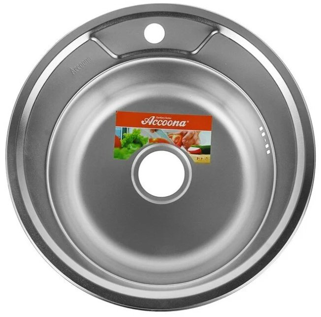 Кухонная мойка Accoona AD4949+40110А врезная 49х49х16.5 см, нержавеющая сталь, тон алюминиум купить,NaN