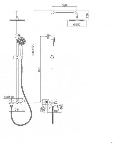 Душевая стойка Accoona A83125AT графит