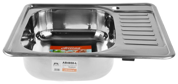 Кухонная мойка Accoona AB4858-L врезная 58х48х16.5 см, нержавеющая сталь, тон серебристый купить,NaN