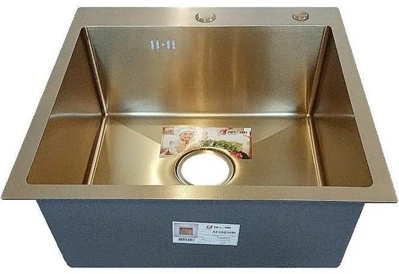 Кухонная мойка Aflorn AF95050W врезная 50х50х22 см, нержавеющая сталь, тон золотистый, сатин купить,NaN