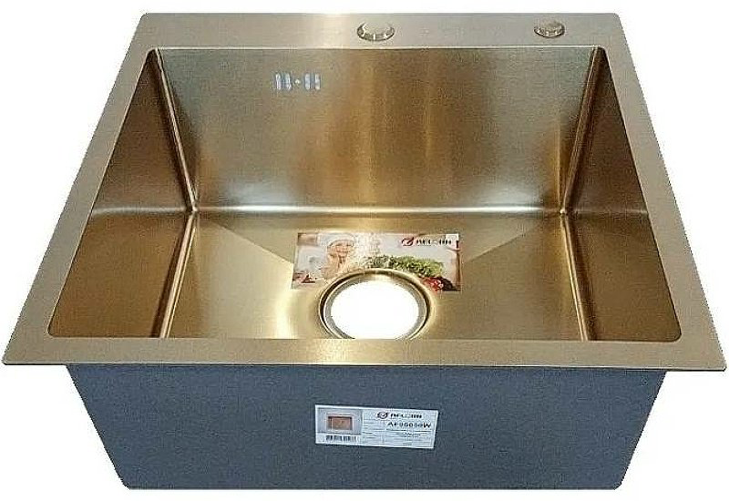 Кухонная мойка Aflorn AF95050W врезная 50х50х22 см, нержавеющая сталь, тон золотистый, сатин купить,NaN