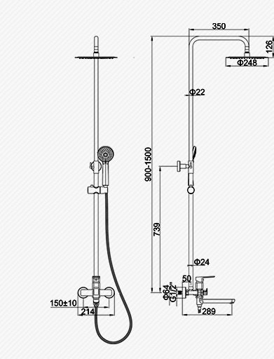 Душевая стойка Accoona A83126 хром купить,NaN