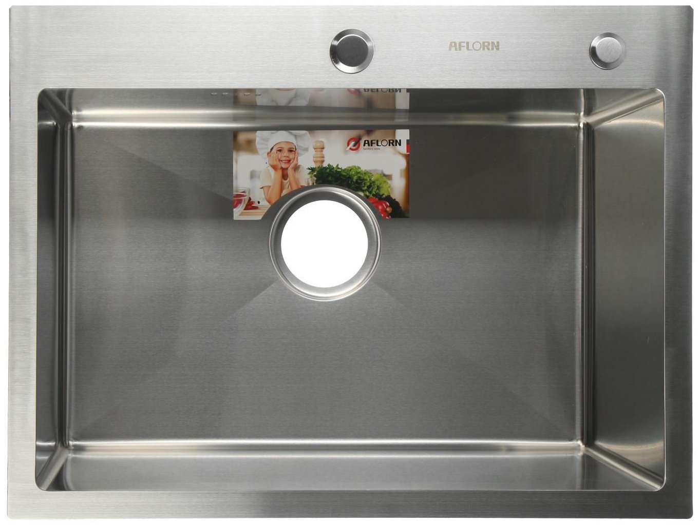 Кухонная мойка Aflorn AF96045 врезная 60х45х22 см, нержавеющая сталь, тон сатин