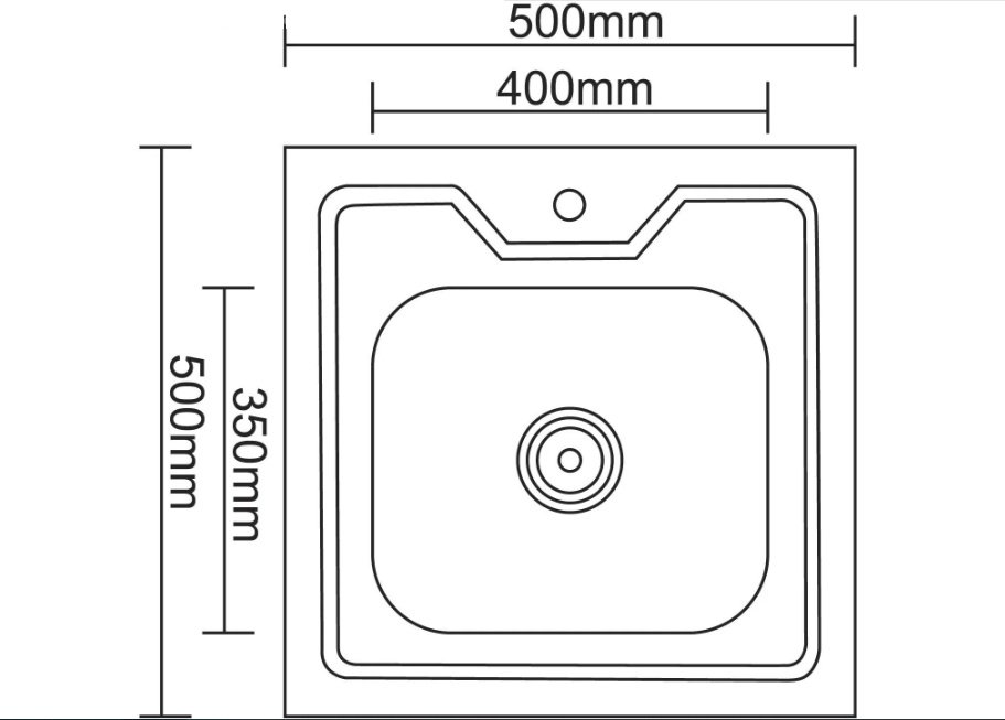 Кухонная мойка Accoona AD5050-4 накладная 50х50х17 см, нержавеющая сталь, тон алюминиум купить,NaN