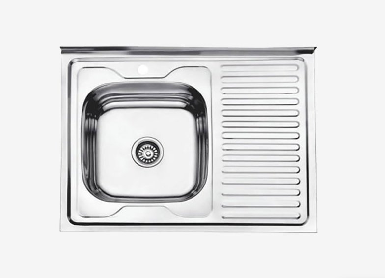 Кухонная мойка Accoona AB6080-L накладная 80х60х16.5 см, нержавеющая сталь, тон алюминиум купить,NaN
