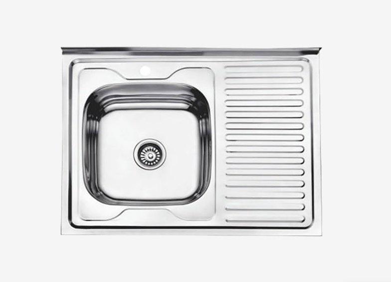 Кухонная мойка Accoona AB6080-L накладная 80х60х16.5 см, нержавеющая сталь, тон алюминиум купить,NaN