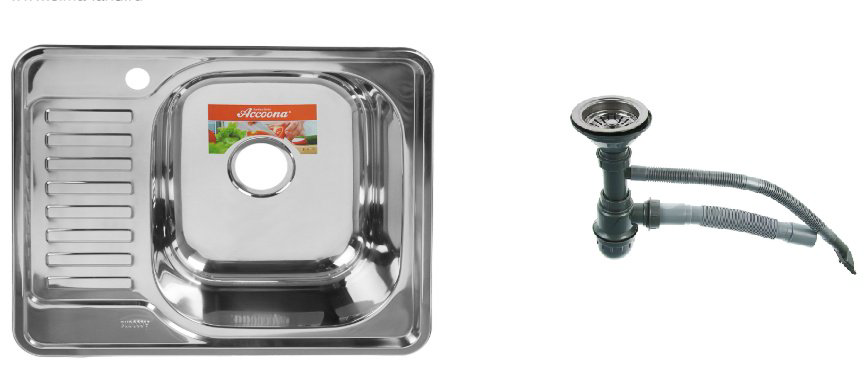 Кухонная мойка Accoona AB4858-R накладная 58х48х16.5 см, нержавеющая сталь, тон алюминиум купить,NaN