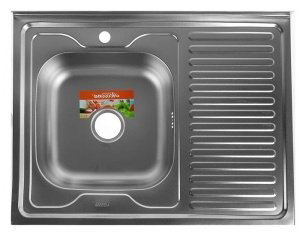 Кухонная мойка Accoona AB6080-L накладная 80х60х16.5 см, нержавеющая сталь, тон алюминиум купить,NaN