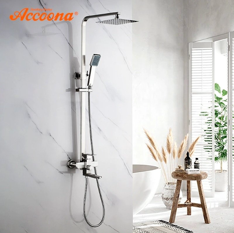 Душевая стойка Accoona A83201 хром матовый купить,NaN