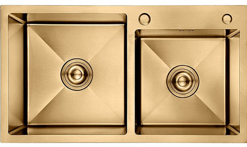 Кухонная мойка Aflorn AF97843W-D врезная 78х43х22 см, нержавеющая сталь, тон золотистый, сатин купить,NaN