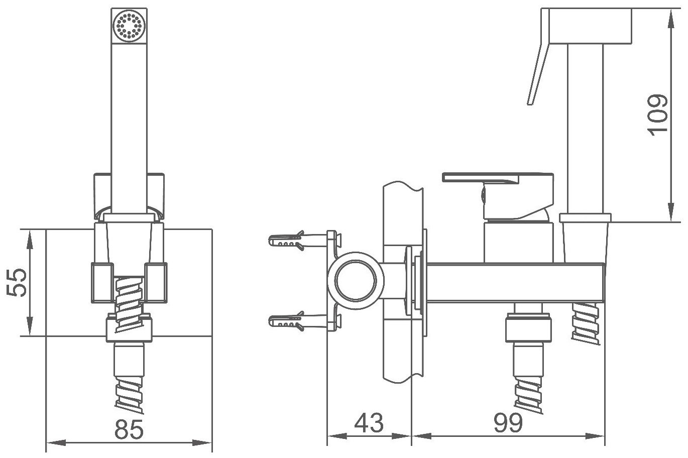 Гигиенический душ Accoona A3290F-4 черный матовый