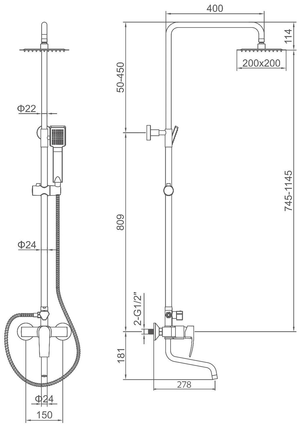 Душевая стойка Accoona A8321 хром купить,NaN