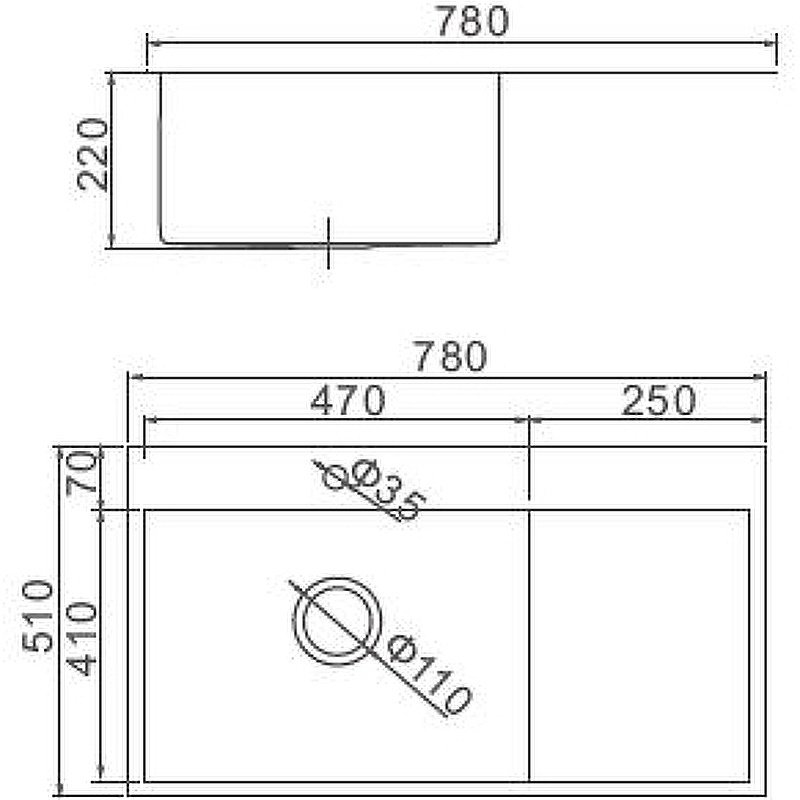 Кухонная мойка Aflorn AF97851F-L врезная 78х51х22 см, нержавеющая сталь, тон графитовый купить,0