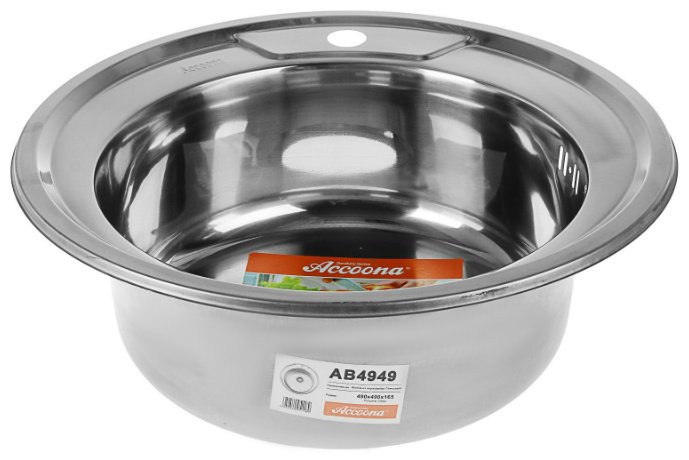 Кухонная мойка Accoona AB4949 врезная 49х49х16.5 см, нержавеющая сталь, тон серебристый купить,NaN