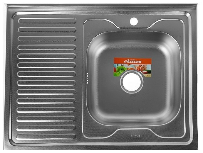 Кухонная мойка Accoona AB6080-R накладная 80х60х17 см, нержавеющая сталь, тон алюминиум купить,NaN